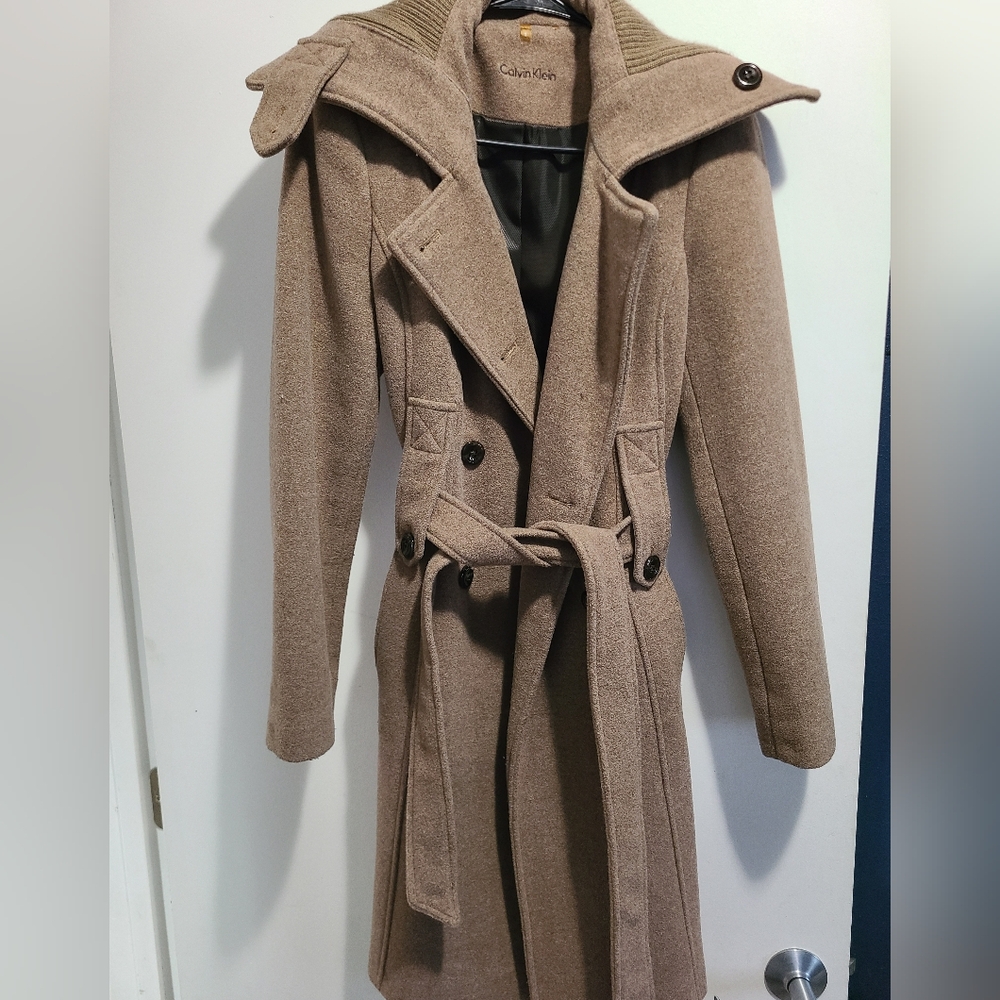 Calvin Klein size 2 women's trench coat wool